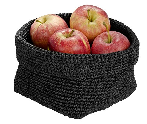 WENKO 2621100 Häkelkörbchen Malia Schwarz, Polypropylen, 16 x 16 x 16 cm, Schwarz - 2