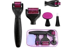 E-More Dermaroller, 6 en 1 Derma Roller Kit pour Régéneration de Peau, Anti-âge,Anti-Rides, Retrait de Cicatrice Acne, Pores contractifs, hyperpigmentation pour Le Corps, Le Visage, Les Yeux