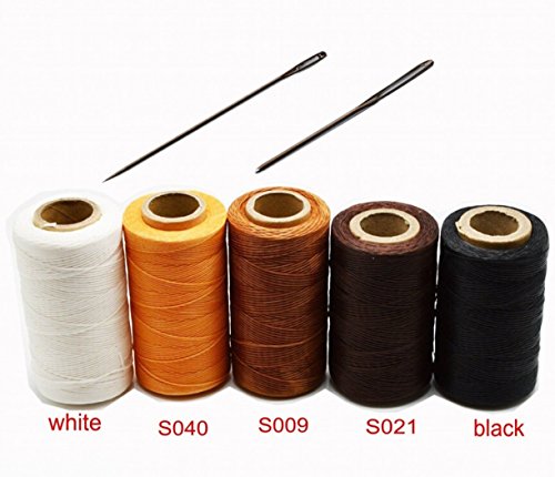 chengyida 5 Rollen stark gewachst Hand Nähgarn für Leder/Canvas & 2 große Eye Nadeln