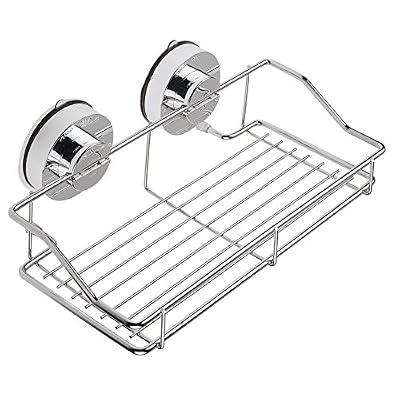 Annstory Super puissant aspirateur d'aspiration en acier inoxydable salle de bains étagère douche Caddy panier de stockage en rack avec verrouillage d'aspiration (Porte-douche)