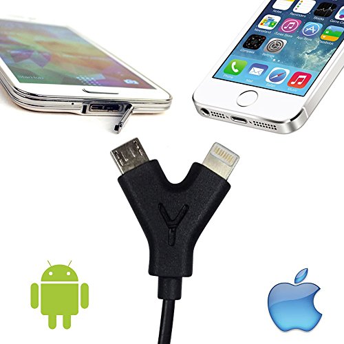 COM-PAD 2x USB auf Lightning und Micro-USB Kabel 2x120cm schwarz - 5