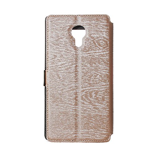 BeCool® – Handy Schutzhülle im Bookstyle mit Standfunktion für Acer Liquid Z6 Plus, mit S-View Fenster, durch das Sie alle Mitteilungen sehen können. Golden - 2