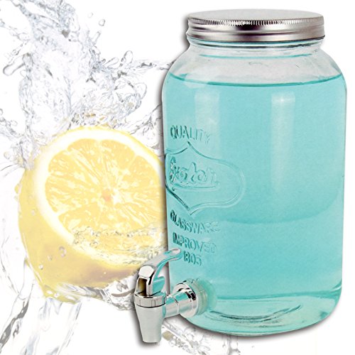 (658) Getränkespender Dispenser Behälter Glas Saftspender 3,5Liter Zapfhahn - 2