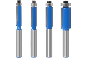 Bogoro Fresa a Codolo per Legno,4 Pezzi Fresa Cilindrica con Cuscinetto,Fresa per Pantografo,Frese per Legno con Cuscinetto,Fresa a Taglienti Diritti per Rifilare,per Lavorazione Del Legno