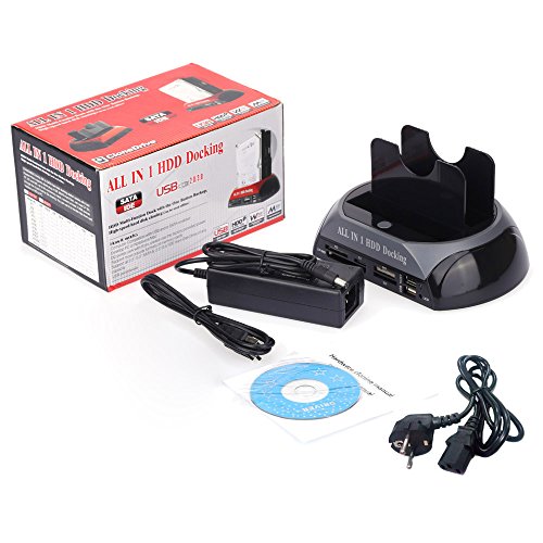 KKmoon 2,5 Zoll 3,5 Zoll SATA/IDE HDD 2-Dock Dual Bay Hard Drive Docking Station e-SATA mit Kartenleser (SD/XD/Micro SD/TF/MS/CF/MD Karte) - 7