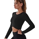 FDEETY Maglietta Sportiva da Donna Lunga Allenamento Camicia Yoga Atletico Sport Fitness T-Shirt Yoga Corsa a Maniche Lunghe 
