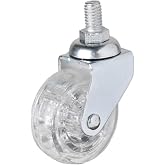 Makaralı Vidalı, 360 Derece D&ouml;ner Teker, Metal Maşalı, Şeffaf Teker, Teker &Ccedil;apı 50X20, Vida &Ccedil;apı 8 metrik