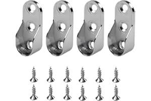 JTKREW 4 Stück Schrankrohrhalter Oval - Lagerung für Schrankrohre in Silberfarbe Schrankrohrlager oval Halterung für Kleiderstange Schrank Metall Kleiderstangenhalter für Ovalstange,Stahl vernickelt