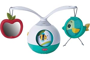 Tiny Love Tummy Time 2 w 1 Muzyczna karuzela do łóżeczka, karuzela muzyczna ze światełkami 360°, 0+ miesięcy, przenośna karuzela dla niemowląt, zabawka muzyczna, 3 tryby muzyki i dźwięków, Meadow Days