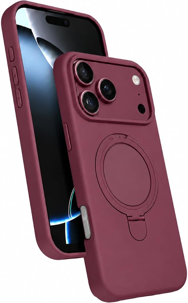 Coverzone iPhone 18 Pro ile Uyumlu Z-Samara MagSafe Kılıf Burgonya | Z-Samara kılıf; MagSafe ile uyumlu, kablosuz şarj destekli, stand özellikli, ince, hafif ve darbe korumalı tasarım.