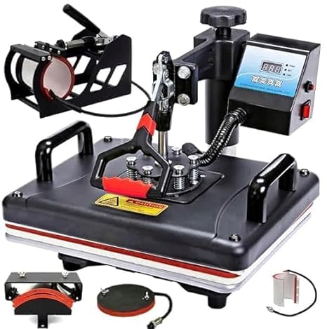 JD9 Heat Press Machine 5-in-1 Black, Digital Multi Functional Sublimation, Vinyl Printing for T-Shirts (Flat Product), Mug, Plate Heat Press Machine 12x15 Inch