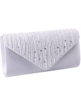 Damen Strass Umschlag Clutch Bag Classic Satin gefaltete Clutch Abend Handtasche Geldbörse