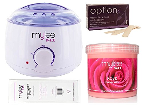 Mylee White Thermostatic Control Wax Heater & Mylee 450g Rose Soft Wax Kit NEW