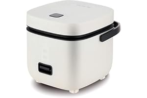 ANJIELO SMART Arrocera personal de 1,2 l, con revestimiento antiadherente,cesta para cocinar al vapor de acero inoxidable,medidas y control de un solo toque.Perfecta para una o dos personas (Blanco)