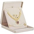 Fadsace Plush Velvet Jewelry Set Box Organizer Necklace Earring Ring Necklace Bracelet Gift Display Case Wedding Jewelry Storage Holder Gift Box (Beige)