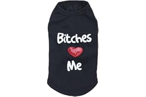 IZEFIA Dog Shirt Rdc Pet Clothes Dog T Shirts Love Me Cotton T-Shirt Dog Tank Top Summer Cool Vest for Small Dog Medium Puppy Cat (Black, S)