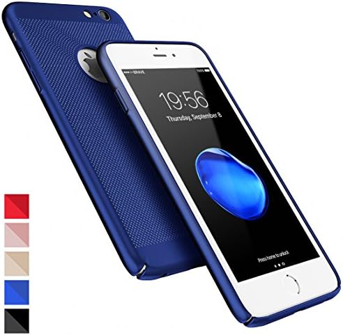 iPhone 7 Case iPhone 8 Case Ultra Thin Hard PC HZRICH [Breathable series]Anti-Scratch Lightweight[Free Tempered Glass Screen Protector]Simpl Fully Protective for iPhone 7/8 Slim Cover-4.7inch-Blue
