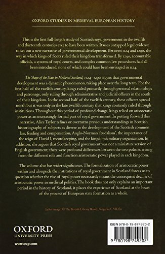 Livres Couvertures de The Shape of the State in Medieval Scotland, 1124-1290