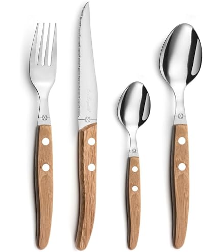 Tramontina Ménagère 24 Pièces Rouge Technobois - Inox Et Manches En Bois FSC