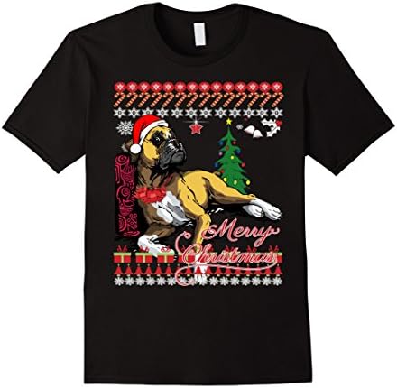 Men's Boxer Dogs -  Cute Christmas Boxer Dogs T-Shirt XL Black