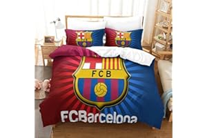 WINUO Equipo de Fútbol Barrelone Juego de Funda Nórdica 135X200cm (Cama de 90) Funda de Edredón de Microfibra Suave con 2 Fundas de Almohada 50x75