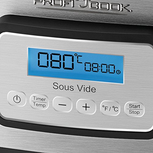 Proficook Sous Vide - Olla cocción lenta y cocina al vacío para cocinar a bajas temperaturas, 8,5 l, 520 W, color gris y negro