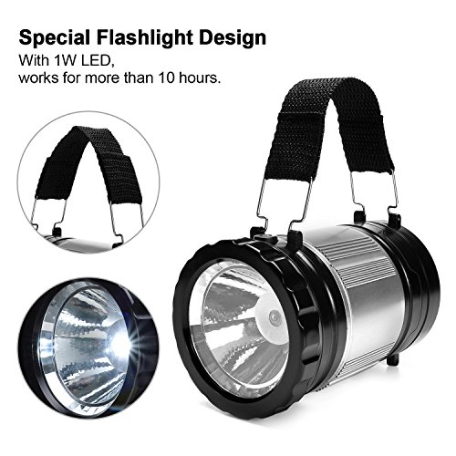 LED Laterne, ODOLAND 2-in-1 Camping Laterne Taschenlampe – neue LED 300lm, wasserdichte Campinglampe Campingleuchte Zeltlampe Notlicht Notfalllampe, tragbar für Camping Outdoor Wandern - 2
