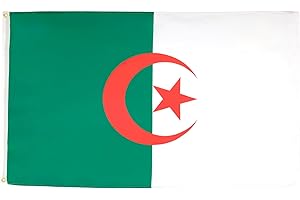 AZ FLAG - Drapeau Algérie - 150x90 cm - Drapeau Algérien 100% Polyester Avec Oeillets Métalliques Intégrés - Pavillon 110 g