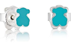 TOUS Pendientes de Plata de Primera Ley para Mujer con Motivo Oso de 0.6 cm y Cierre de Presión, Simple y Versátil, Colección Muffin