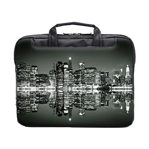 TaylorHe Laptoptasche / Notebooktasche, mit Seitentaschen und abnehmbarem Riemen, strapazierfähig, aus Nylon Stadt Nacht - 2