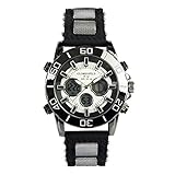GLOBENFELD - Limited Edition V12 - Herren Analog Sportuhr mit Digital Display I Armbanduhr mit Metallgehäuse inkl. Stoppuhr für Männer I Robust, Edel und Elegant I Gummi-Armband - Schwarz
