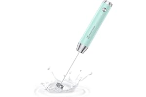 Maestri House Akumulatorowy spieniacz do mleka, ręczny elektryczny ekspres do pianki, wodoodporny, odłączany, ze stali nierdzewnej, mikser do napojów, spieniacz do latte, cappuccino (niebieski)