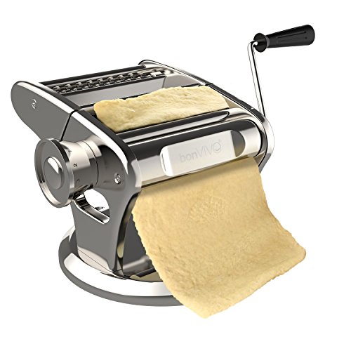 bonVIVO® Pasta Mia (NEUES DESIGN) Nudelmaschine aus Edelstahl in Chrom-Look, für den italienischen Pasta-Genuss aus der eigenen Küche, mit rutschfesten Ansaugsockel - 5