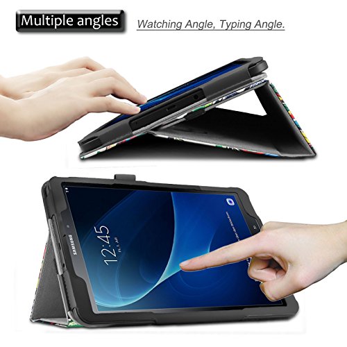 Samsung Galaxy Tab A 10.1 Hülle Case, Infiland Slim Fit Folio PU-lederne dünne Kunstleder Schutzhülle Cover Tasche für Samsung Galaxy Tab A 10.1 Zoll Wi-Fi/ LTE (2016) SM-T580N/SM-T585N Tablet-PC(mit Auto Schlaf / Wach Funktion)(Fröhlicher Baum) - 4