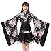 Produktbild AMUSTER Lolita Kimono, Japanische Cosplay Kimono Kostüm für Damen Mädchen Schwarz Cosplay Kostüm mit Rüschenrock und Kimono mit Weiten Ärmeln