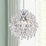Lustre Tambour Cristal Moderne BESTIER 4 Lumières Chrome - Diamètre 48cm X H45cm - Élégance Lumineuse