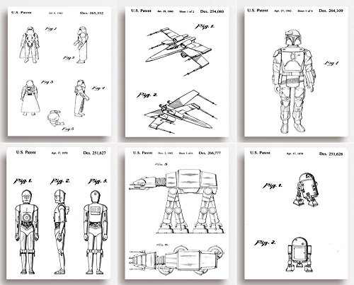 STAR WARS Patent Prints - Set of 6 - Quirky gift for all STAR WARS lovers (unframed)