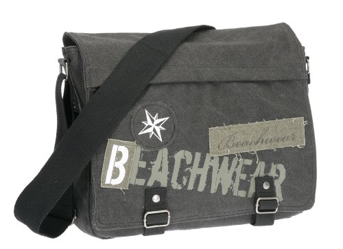 Messenger Tasche BEACHWEAR Kuriertasche Canvas Tasche /// SCHWARZ - 3