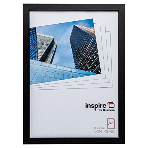 Inspire For Business - Marco de fotos (A4, 21 x 30 cm, envuelto en papel de estrás, con certificado de madera), color negro A4 (21x30cm)