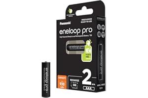eneloop Pro Panasonic | Ready-to-Use Ni-MH akumulatory, AAA/Micro, 2 sztuki w zestawie, min. 930 mAh, 500 cykli ładowania, niski stopień samorozładowania w opakowaniu bez tworzyw sztucznych