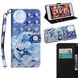 BONROY Nokia 3 Case, Wallet Case Soft PU Leather Notebook Design Case with Kickstand Function Card Holder and ID Slot Slim Flip Protective Cover-(TX-moon wolf)