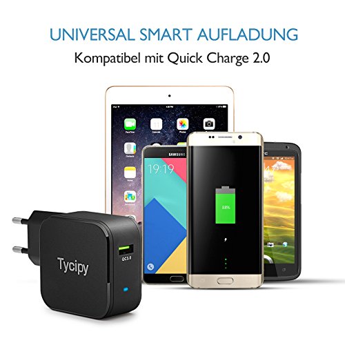 Tycipy USB Ladegerät für Handys, QC3.0 Ladegerät Wall Charger USB Handys Adapter Quick Charge Ladestation [18W 1 Port] - 6