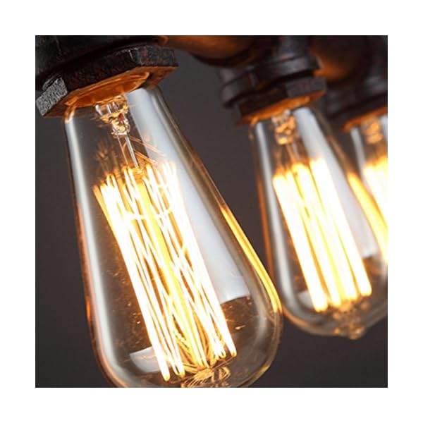 Retro Dig® Steampunk Industrial Vintage Rustic Ceiling Lighting Copper Pendant Pipe Light Chandelier Fitting + 5 E27 Edison Bulbs - Image 4