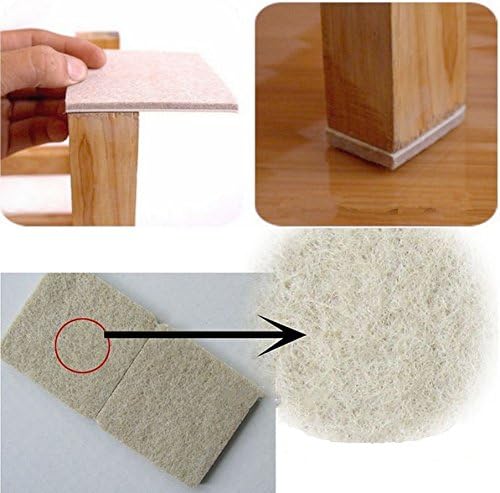 4 x Individual Felt Pads - BEIGE Furniture Selfadhesive Protectors - 120mm x 120mm - Laminate, Tile, Wood, Vinil Floor Anti Scratch Cushons - X-Large SQUARES