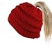 Produktbild JIALI BeanieTail BeanieTail Soft Stretch Zopfstrick Unordnung High Bun Ponytail Beanie Hat rot rot