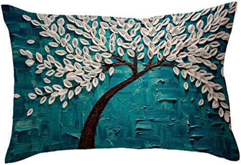 TIREOW Rectangle Tree Printed Pillow Cover Cushion Case Toss Pillowcase Hidden Zipper Closure (P)