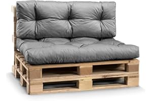 Gutekissen® Palettenkissen Wetterfest, Gartensofakissen, viele Farben und Größen PPI (Set (Sitzkissen 120x80 +Rückenlehne 120x40), Grau-wasserfestes)