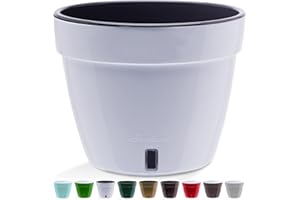 Santino ASTI Pot de Fleurs à Arrosage Automatique - 23 CM - Auto-Arrosant - avec Indicateur de Niveau d'eau - pour Toutes Les Plantes D'intérieur (Ø 23,5 cm, H 18 cm, 6L - Blanc/Noir)