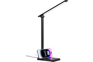 Woputne Desk Lamp, Dimmable Bedside Lamps 5W, 5 Light Modes x Adjustable Brightness, Small Versatile Table Lamp for Reading,Craft,Office,Study (Black)