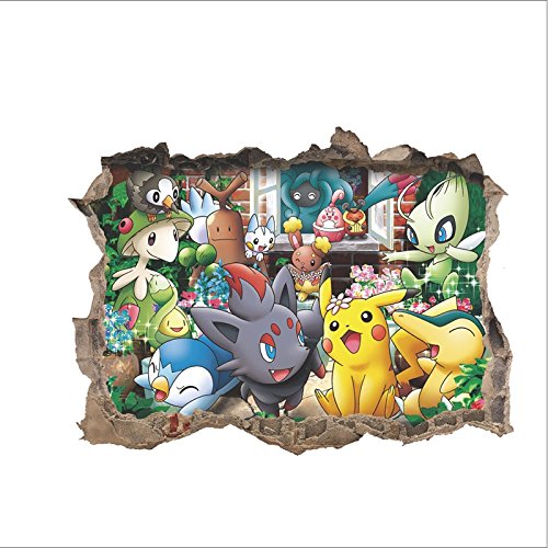 Preisvergleich Produktbild Oulique 3D Aufkleber Pokemon im Wanddurchbruch Loch